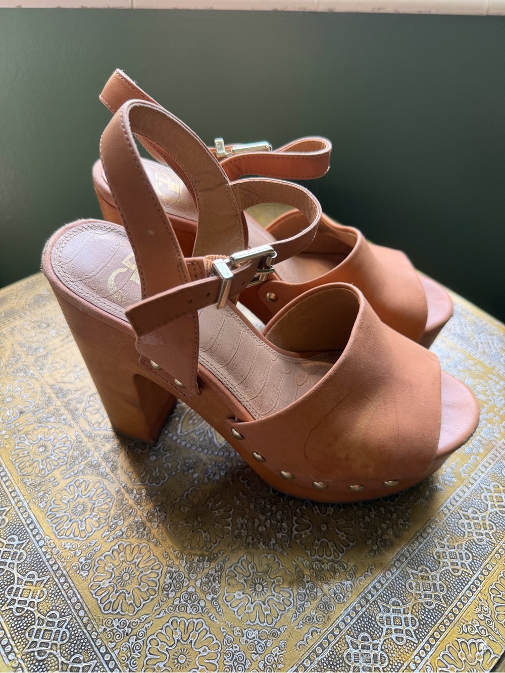 Gianni Bini Peach Platform Sandal with Ankle Strap